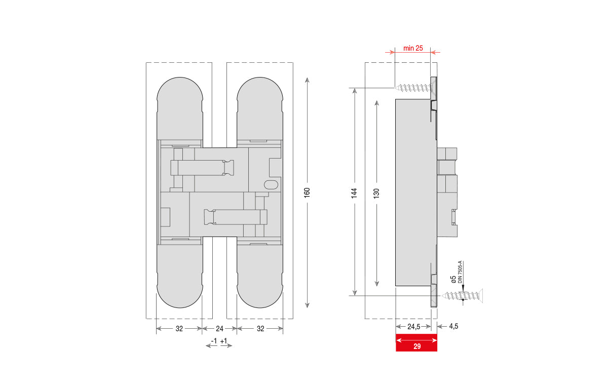 CEAM 1131S concealed door hinge