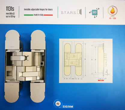 CEAM 1131S 3D Adjustable Concealed Door Hinge — Matt Chrome | 三維可調式隱藏鉸鏈 — 啞鉻