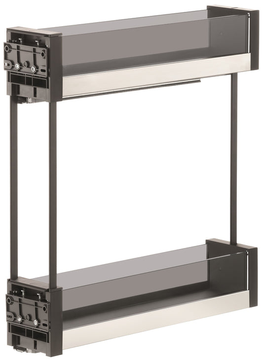 VIBO Essence 150 mm 2-tier pull-out unit with smoked glass sides, left-hand | Essence 系列 150 mm 2 層拉架配煩灰玻璃圍欄，左式