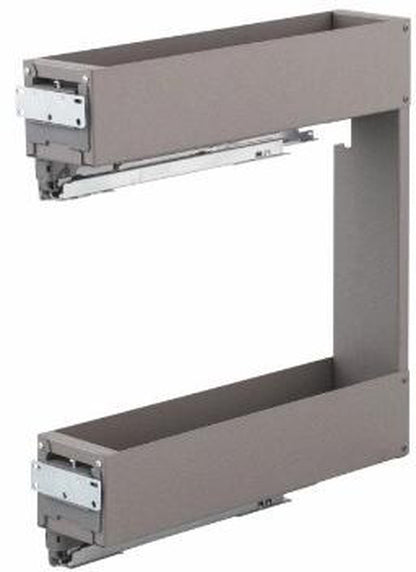 VIBO Lamina 150 mm 2-tier pull-out unit with grey sheet metal trays, left-hand | Lamina 系列 150 mm 2 層拉架配灰色金屬儲物盤，左式