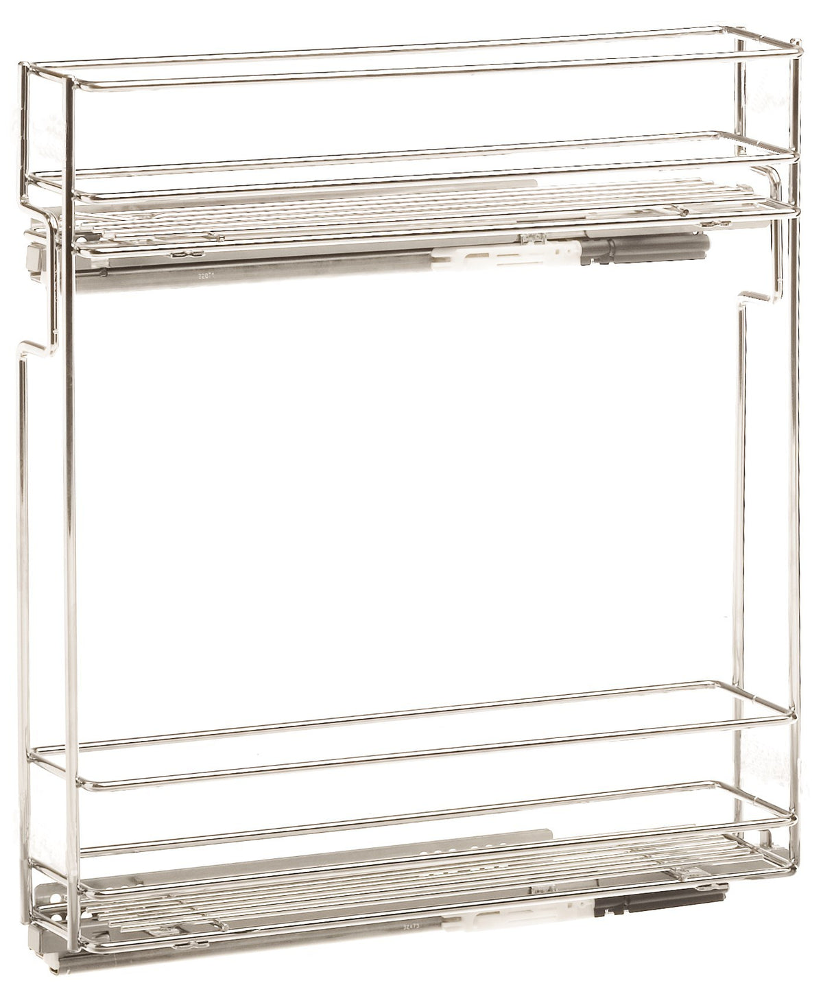 VIBO Galaxy 150 mm 2-tier pull-out unit with elliptical wire and white melamine bottoms, left-hand | Galaxy 系列 150 mm 2 層拉架配扁通白色板底籃，左式