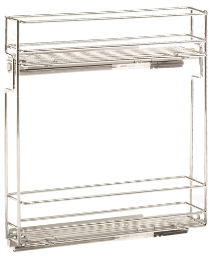 VIBO Galaxy 150 mm 2-tier pull-out unit with elliptical wire and white melamine bottoms, left-hand | Galaxy 系列 150 mm 2 層拉架配扁通白色板底籃，左式