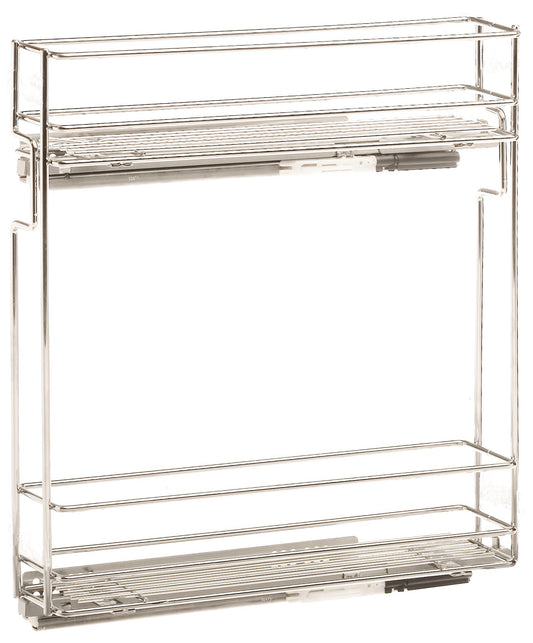 VIBO Galaxy 150 mm 2-tier pull-out unit with elliptical wire and white melamine bottoms, left-hand | Galaxy 系列 150 mm 2 層拉架配扁通白色板底籃，左式