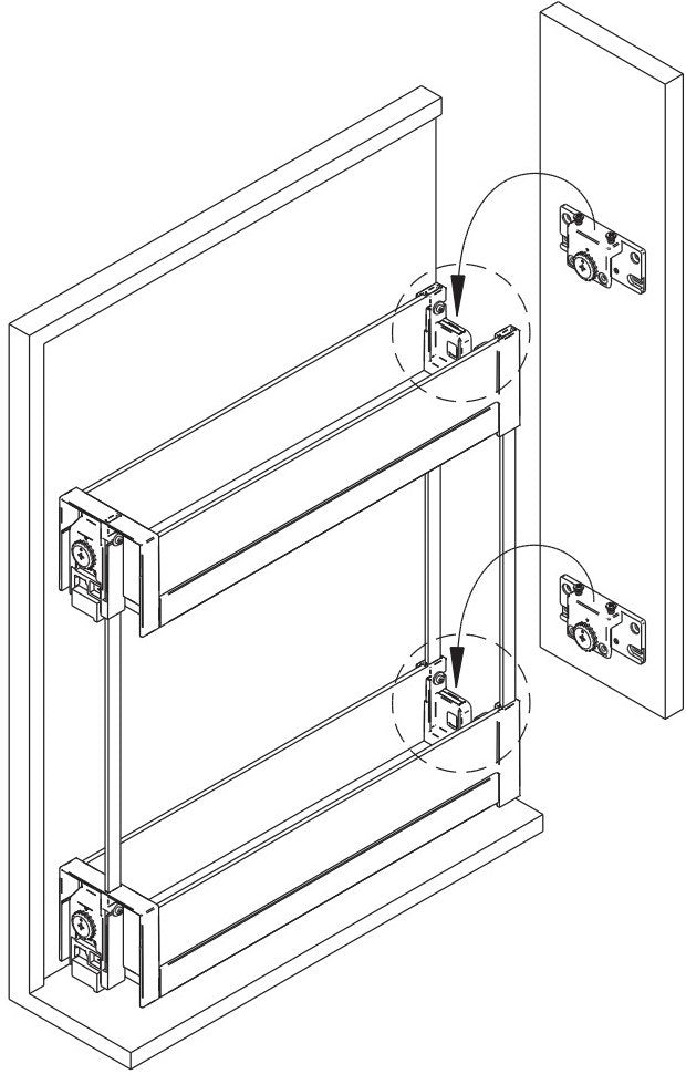 Installation diagram for the Galaxy side-mounted pull-out unit | Galaxy 側裝拉架安裝圖
