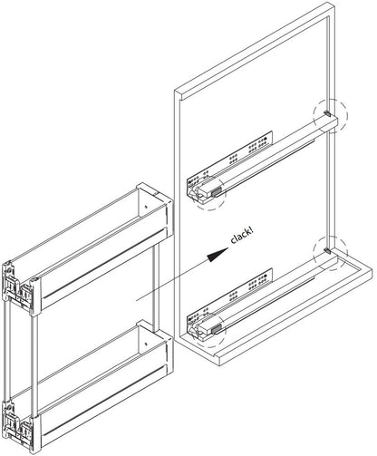 Installation diagram for the Wire side-mounted pull-out unit | Wire 側裝拉架安裝圖