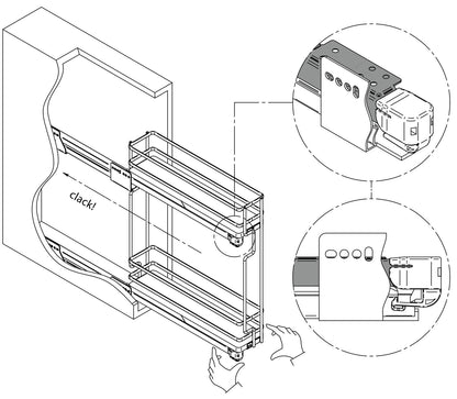 Mounting the pull-out unit to the cabinet side and door panel | 拉架安裝於櫃體側板及門板