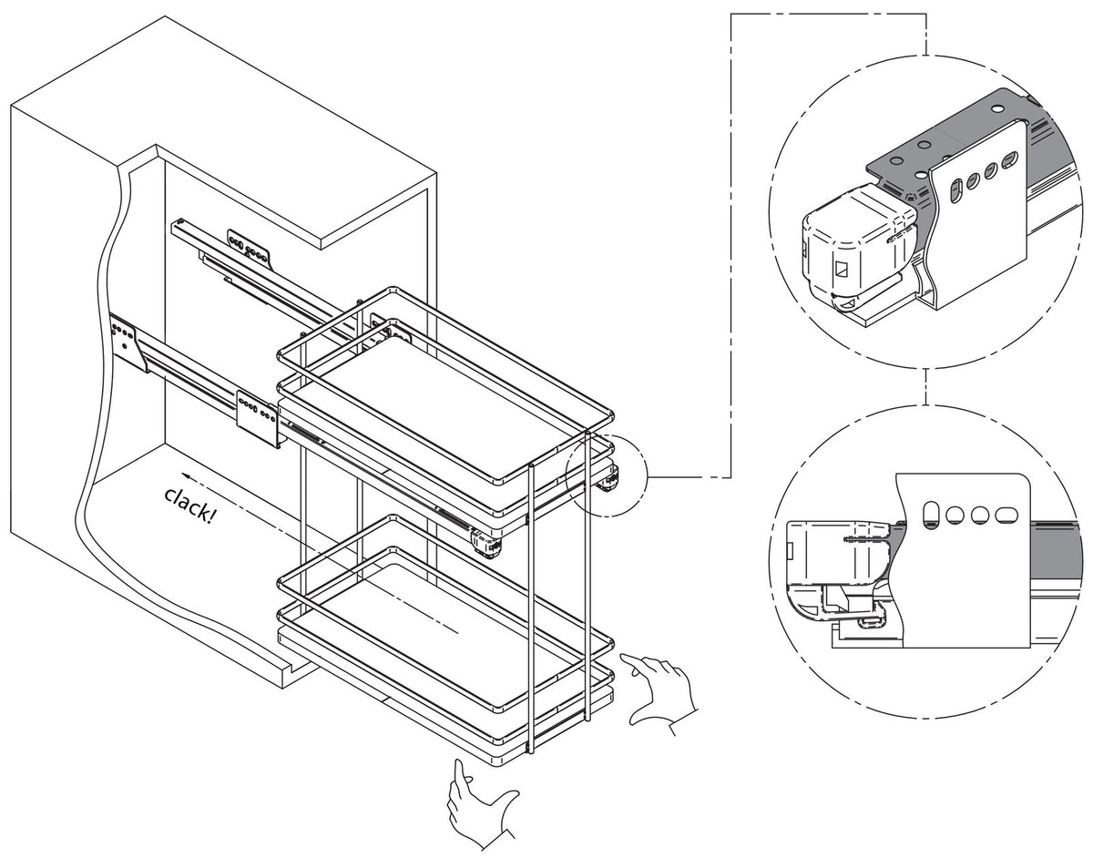 Installation diagram for the Essence side-mounted pull-out unit | Essence 側裝拉架安裝圖