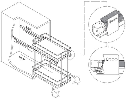 Installation diagram for the Essence side-mounted pull-out unit | Essence 側裝拉架安裝圖