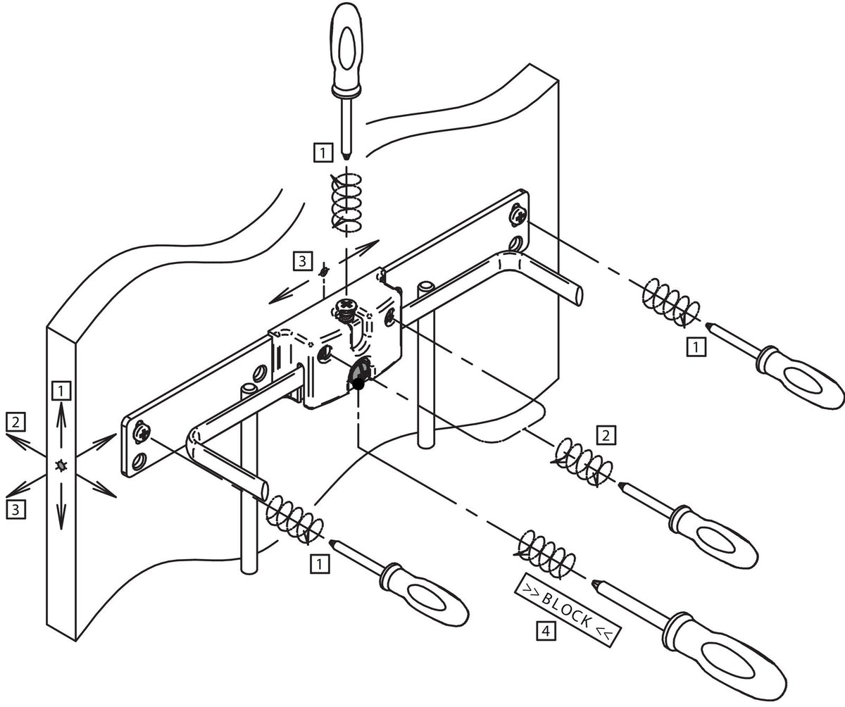 3-way adjustable door bracket fitting detail | 可三維調節門板扣碼安裝詳圖